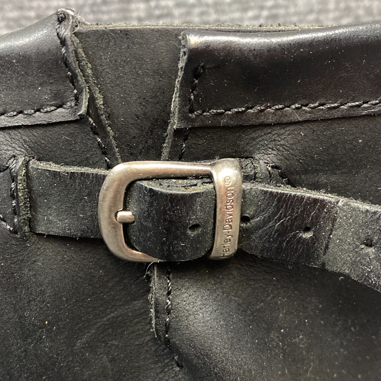 Harley Davidson Womens 10.5 Black Leather Harness Motorcycle Boot Dual Buckle