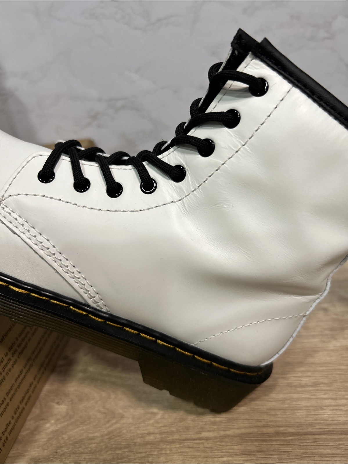 Dr. Martens 1460J White Leather Unisex Kids Boots Romario 25634100 Size 5