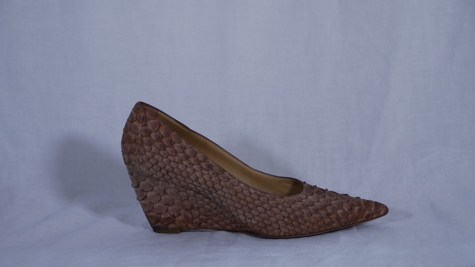Devi Kroell Beige Snake Skin Boots Size 37