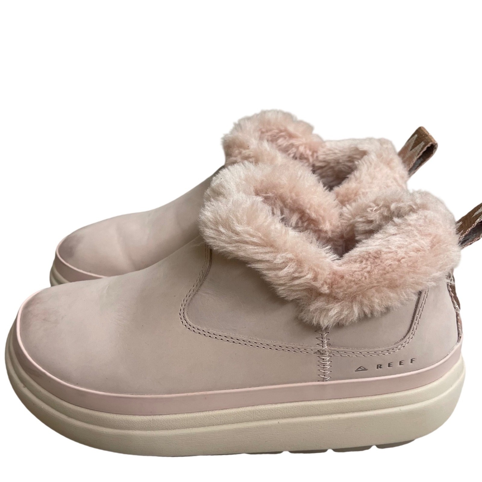 Reef weekend olivia Cozy Pink Faux Fur Lined Platform Ankle Boots Womens Sz. 9s