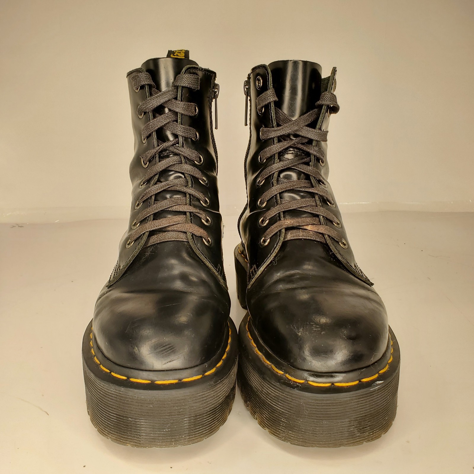 Dr. Martens Jadon Max Black Leather Platform Boots Womens 7