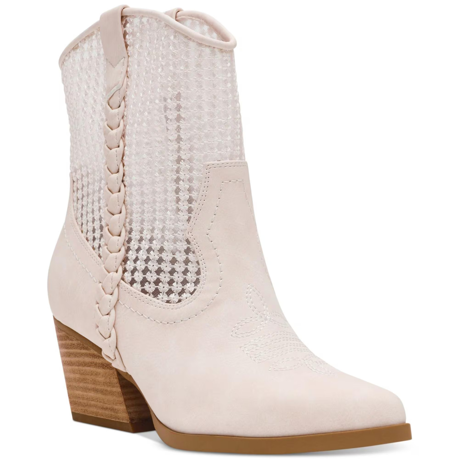 Women’s Karyn Mesh Pull-On Western Cowboy Booties Cream Floral Mesh