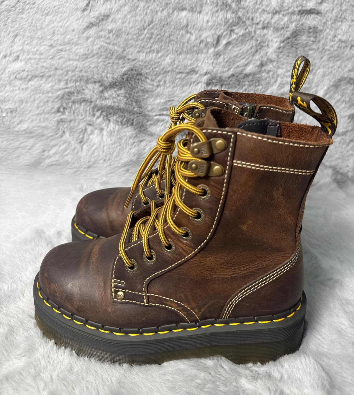 Dr Martens Jadon Arc Crazy Horse Platform Boots Womans US Mens 5 Womans 6 Brown
