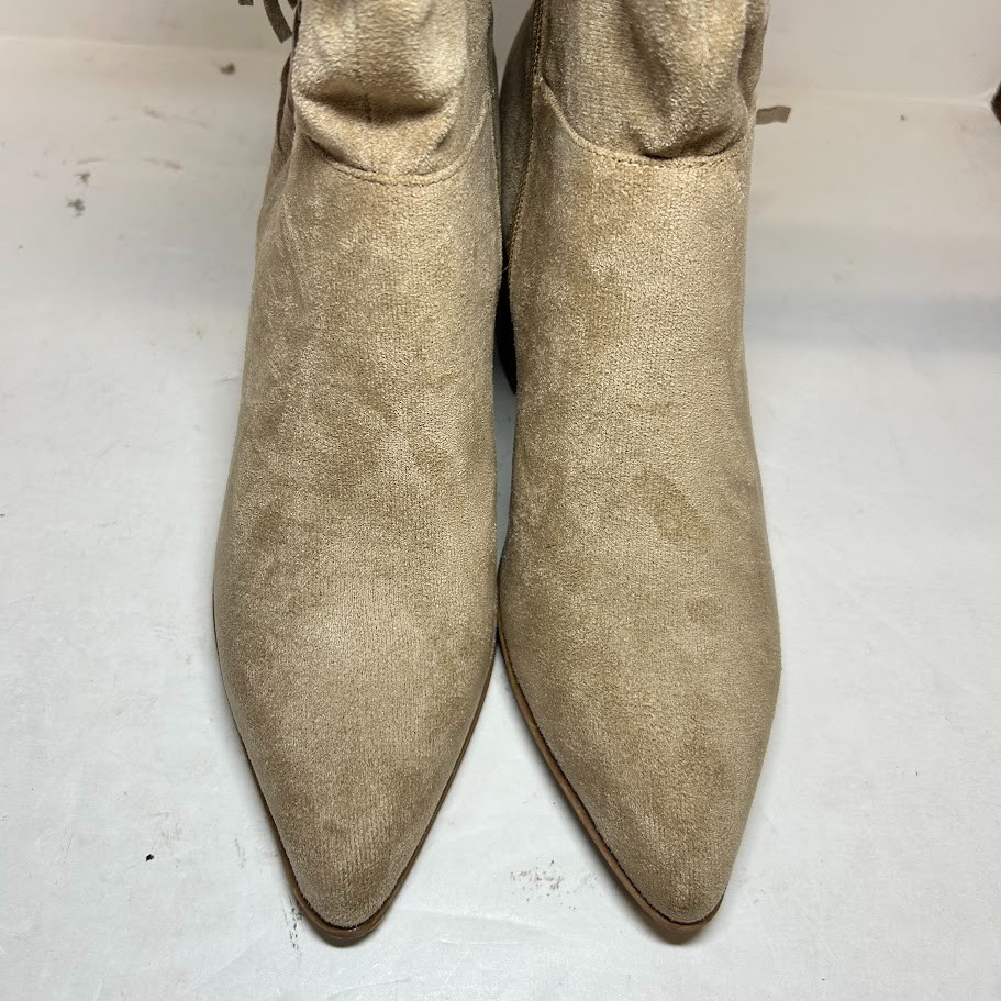 Journee Collection Womens 8.5 M XWC Taupe Hartly Fringe Mid Calf Boots NIB KY7