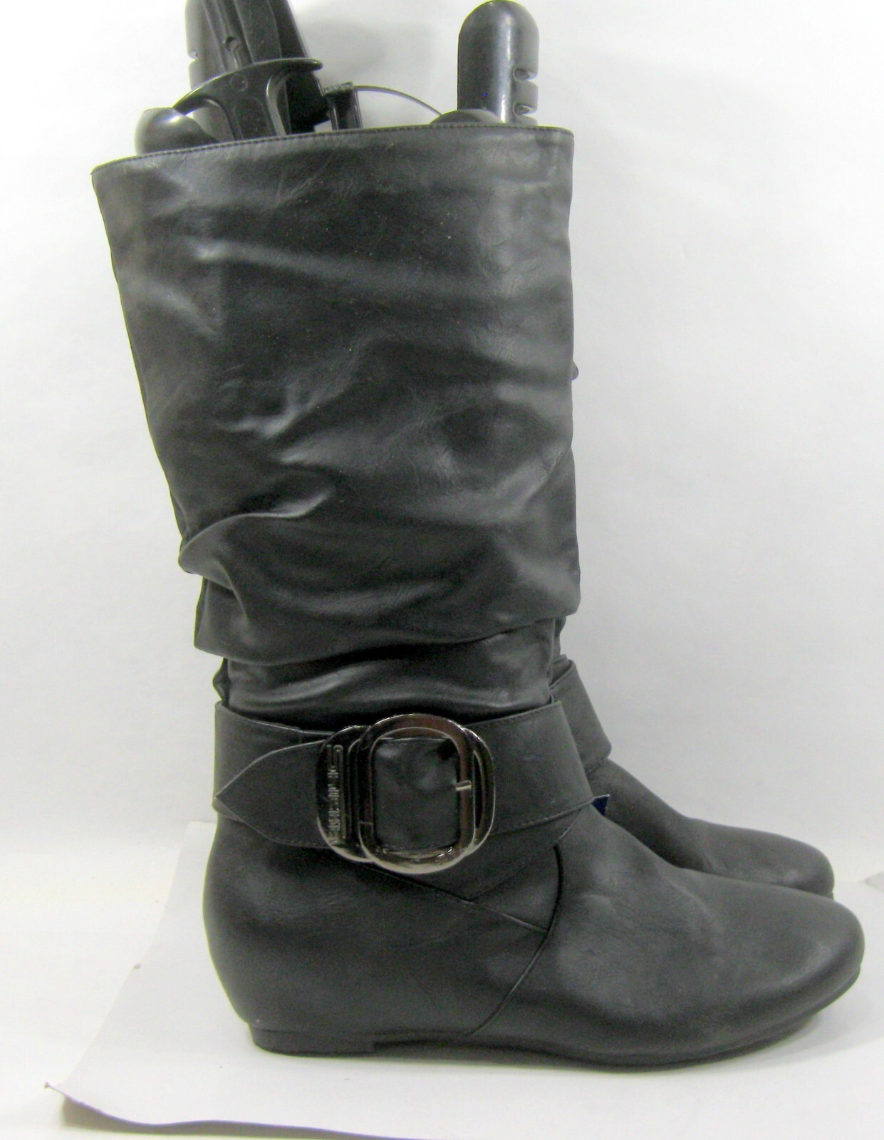 BLACK 1.5″hidden wedge heel Round Toe knee Boots WOMEN Size 6