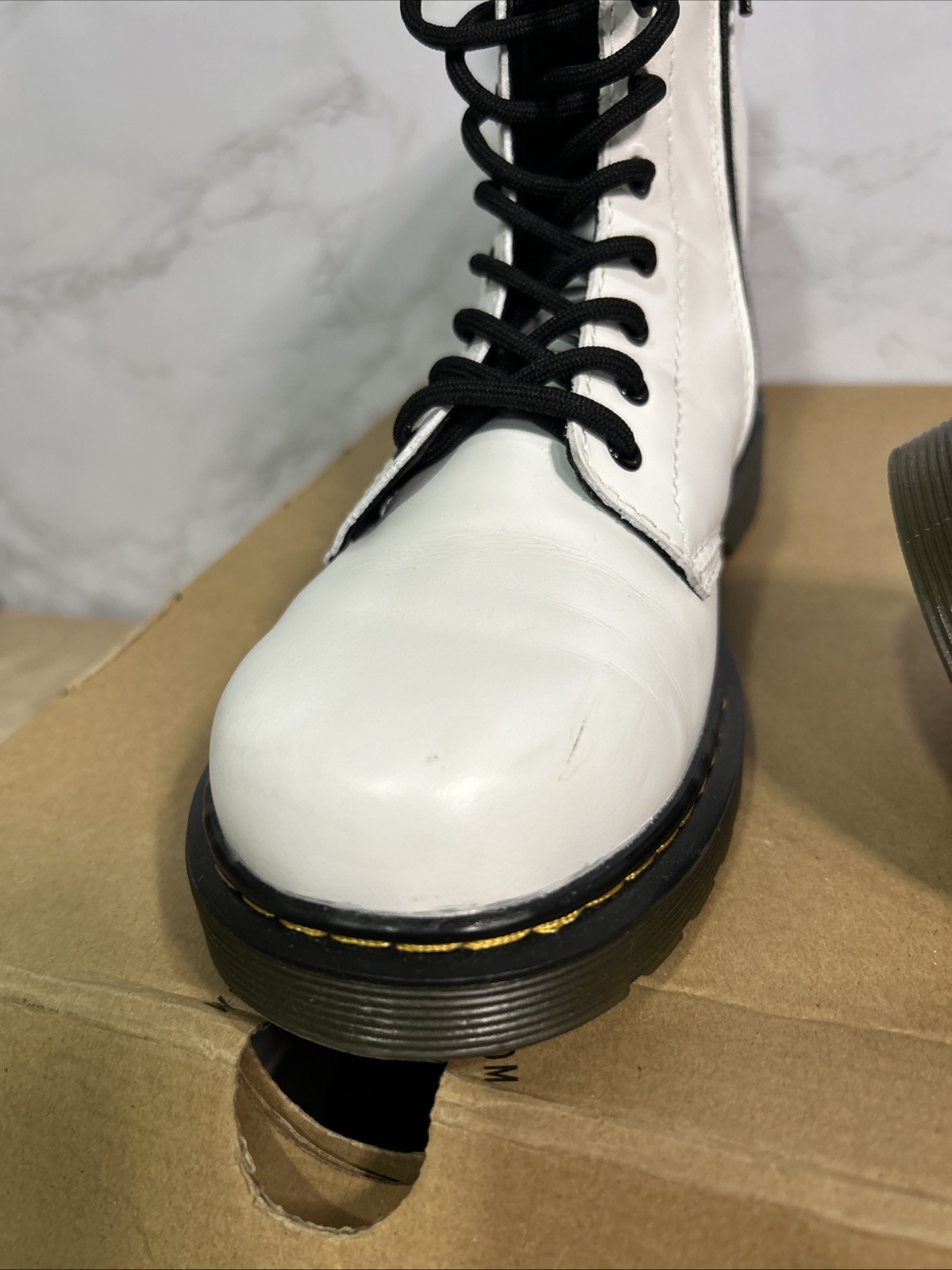 Dr. Martens 1460J White Leather Unisex Kids Boots Romario 25634100 Size 5
