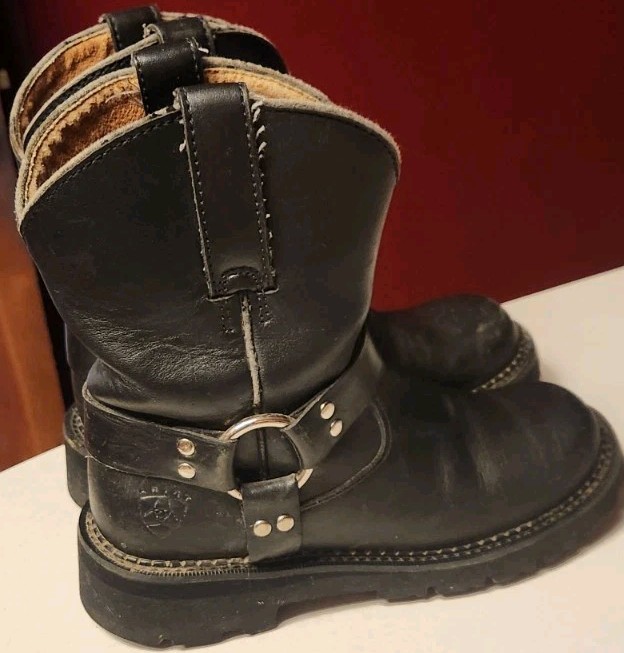 ARIAT Harness Boots Biker Womens 6.5 B Black Leather #14702 Round Toe Motorcycle