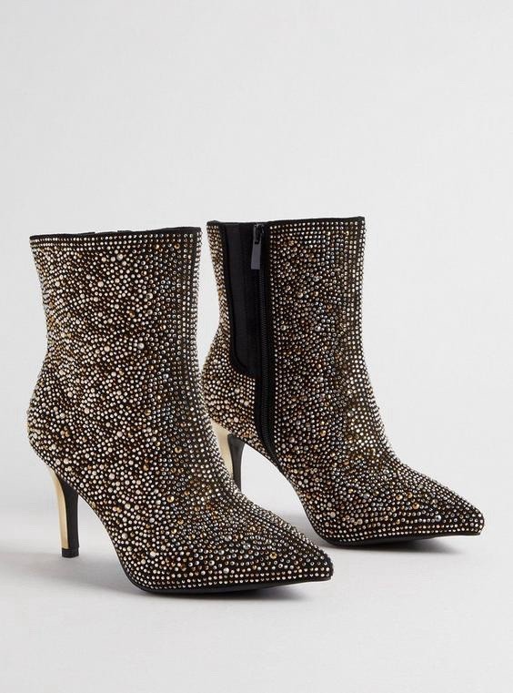 Torrid Embellished Pointed Toe Stiletto Bootie Gold Size 11WW NWOB