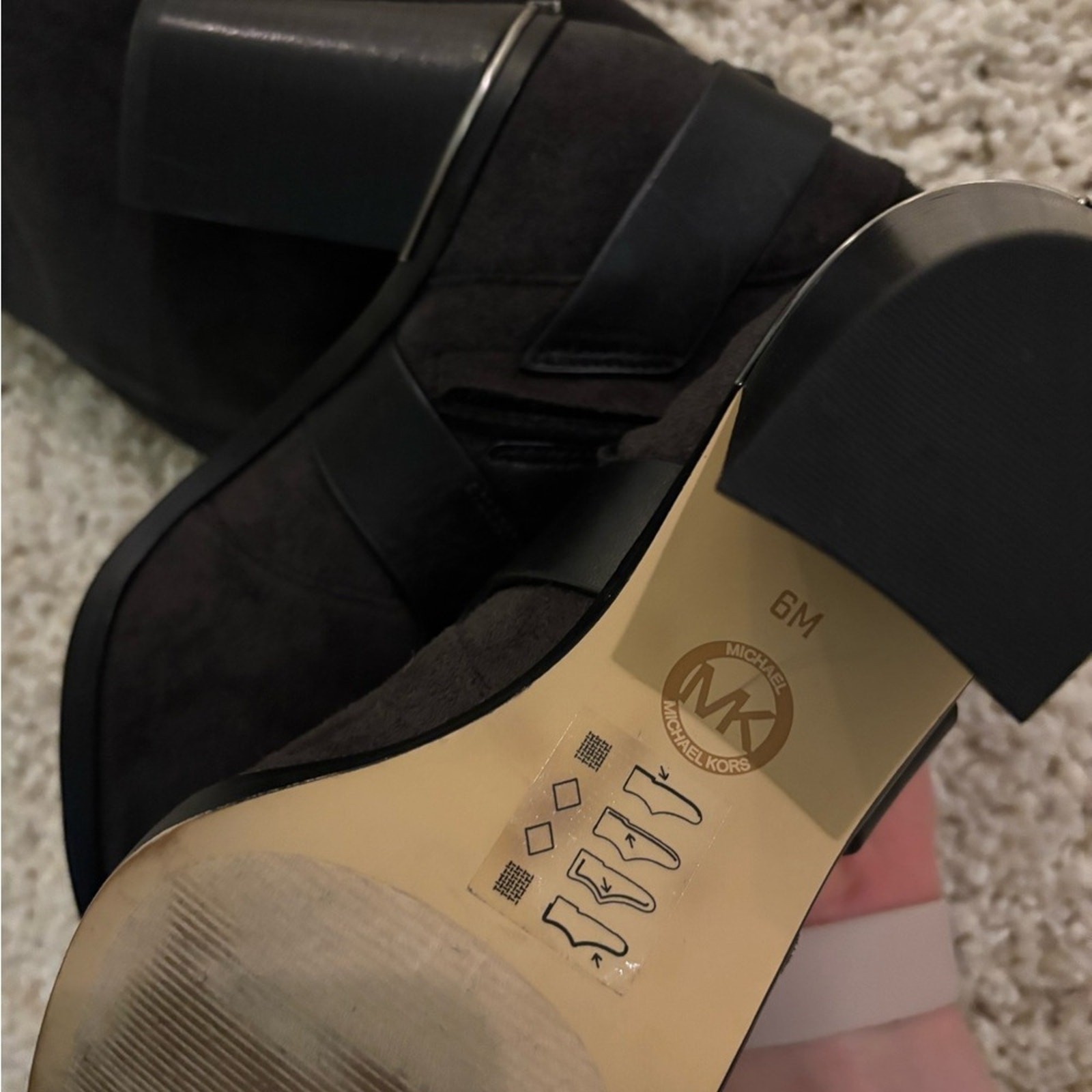 Michael Kors Stretch Suede Nadine Charcoal Tall Heeled Boots Size 6
