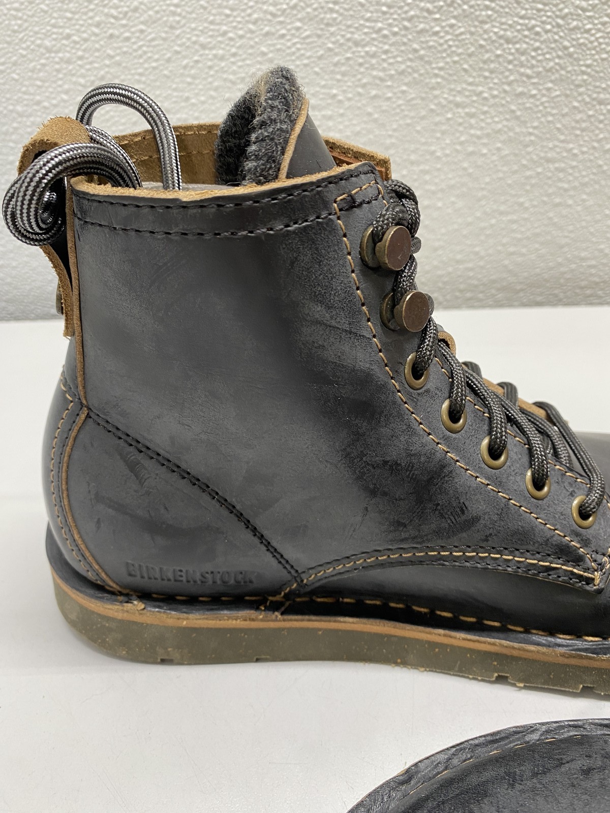 Birkenstock Unisex Birmingham Lace-Up Oiled Leather Boots Size L 8, M 6 Black