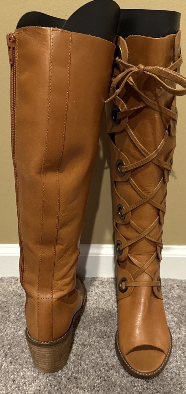 Free People Gladiator Lace Up Peep Toe Boots festival Coachella EU 37 US 6.5