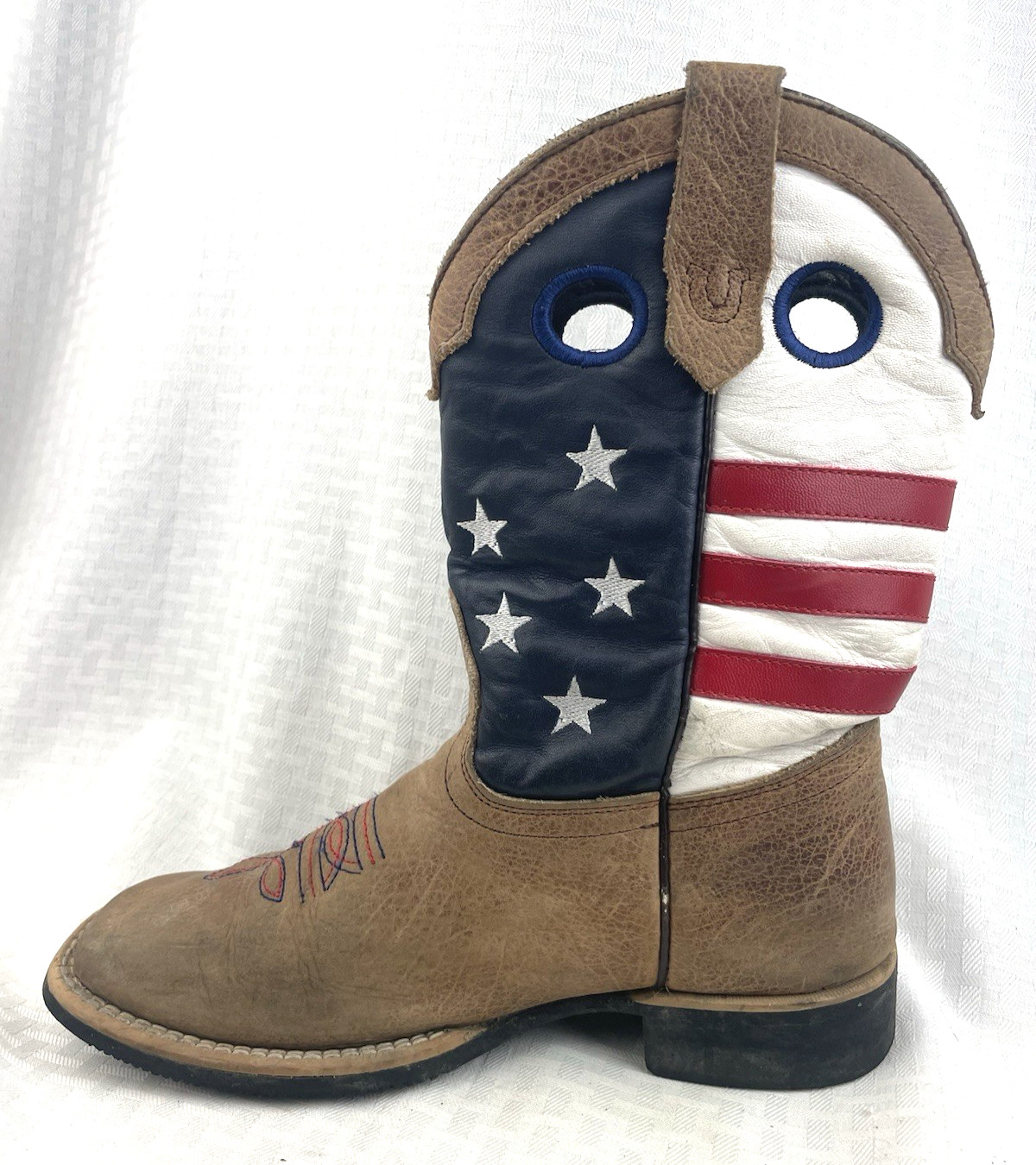 J.B. Dillon Patriotic Red, White & Blue Flag Boots Youth Size 3 Women’s 5-5.5