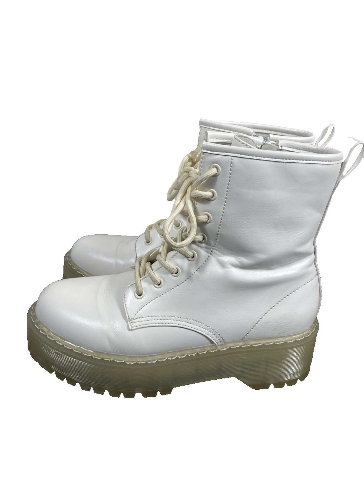 Steve Madden Women’s Sz 8 Platform Combat Boot White Lace-up