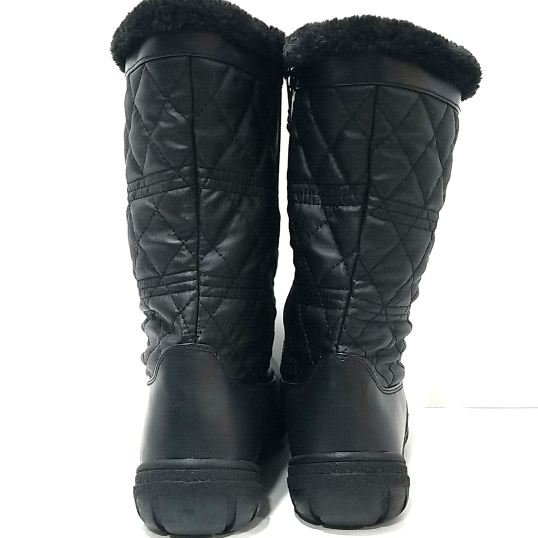 Totes Betsy Snow Boots Womens 8M Black Waterproof Winter Faux Fur Lined Side Zip