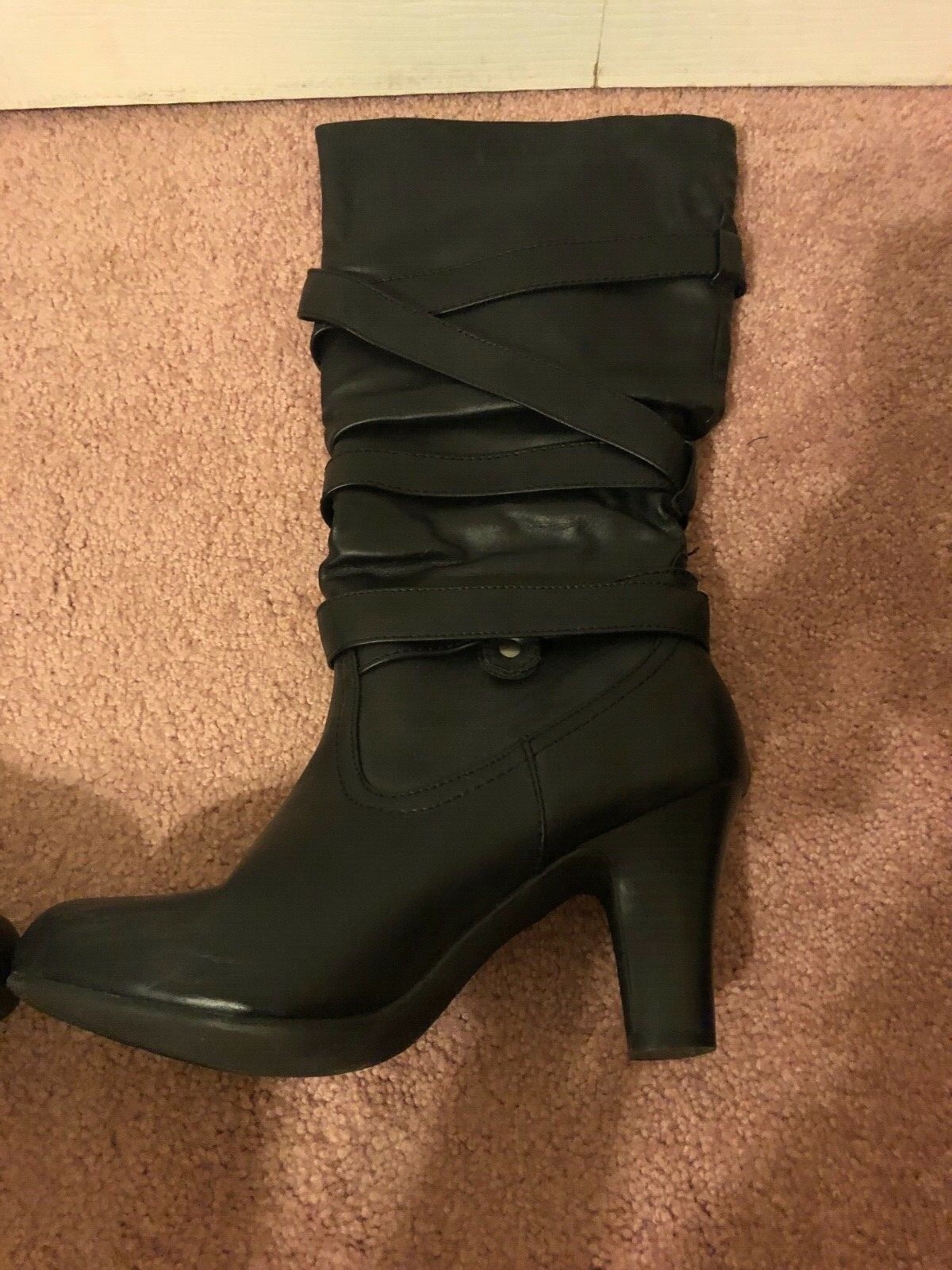 Unknown Brand Womens Faux Leather Knee-High 3″ Heel Boots Size 8.5M NEW