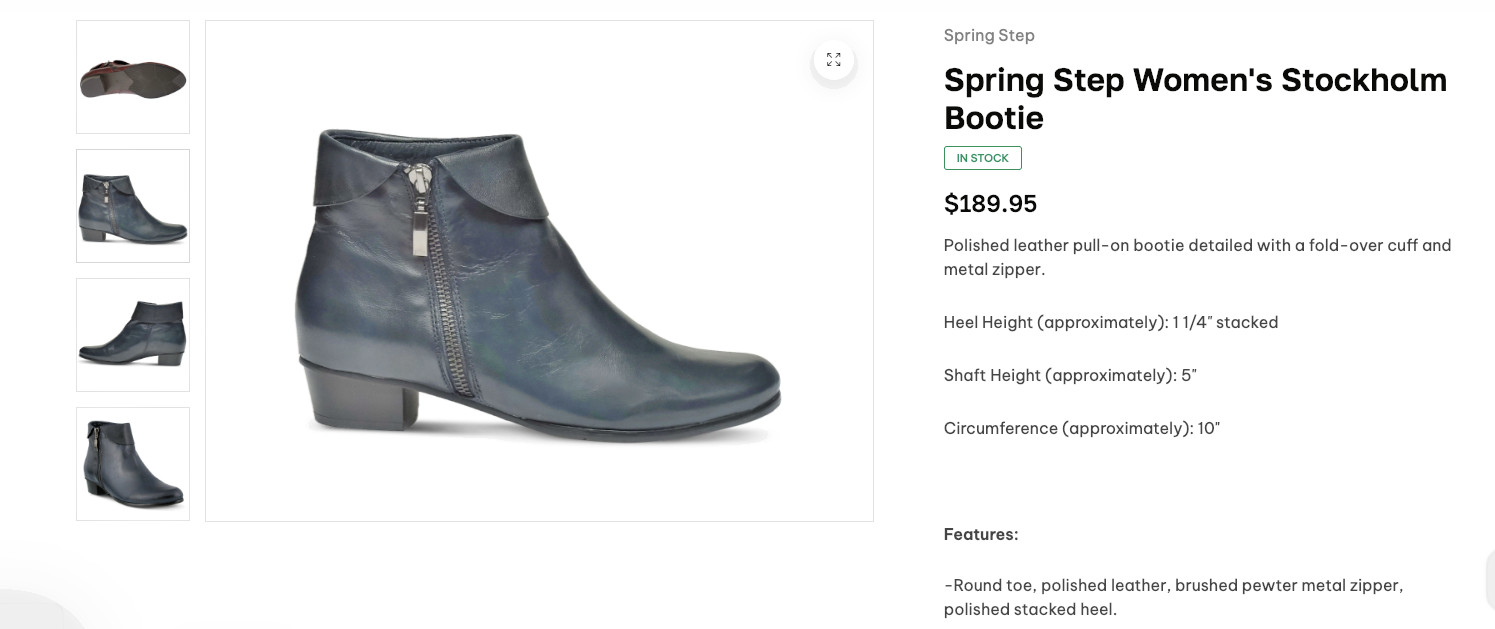 SPRING STEP Stockholm booties in navy blue leather W 39