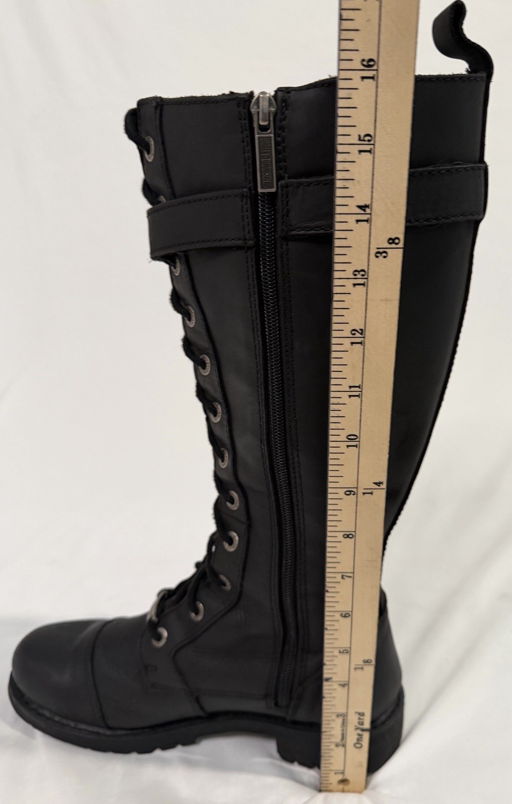 Harley Davidson Sz 9 Women’s Beechwood Black 15″ Leather Motorcycle Boots D83856