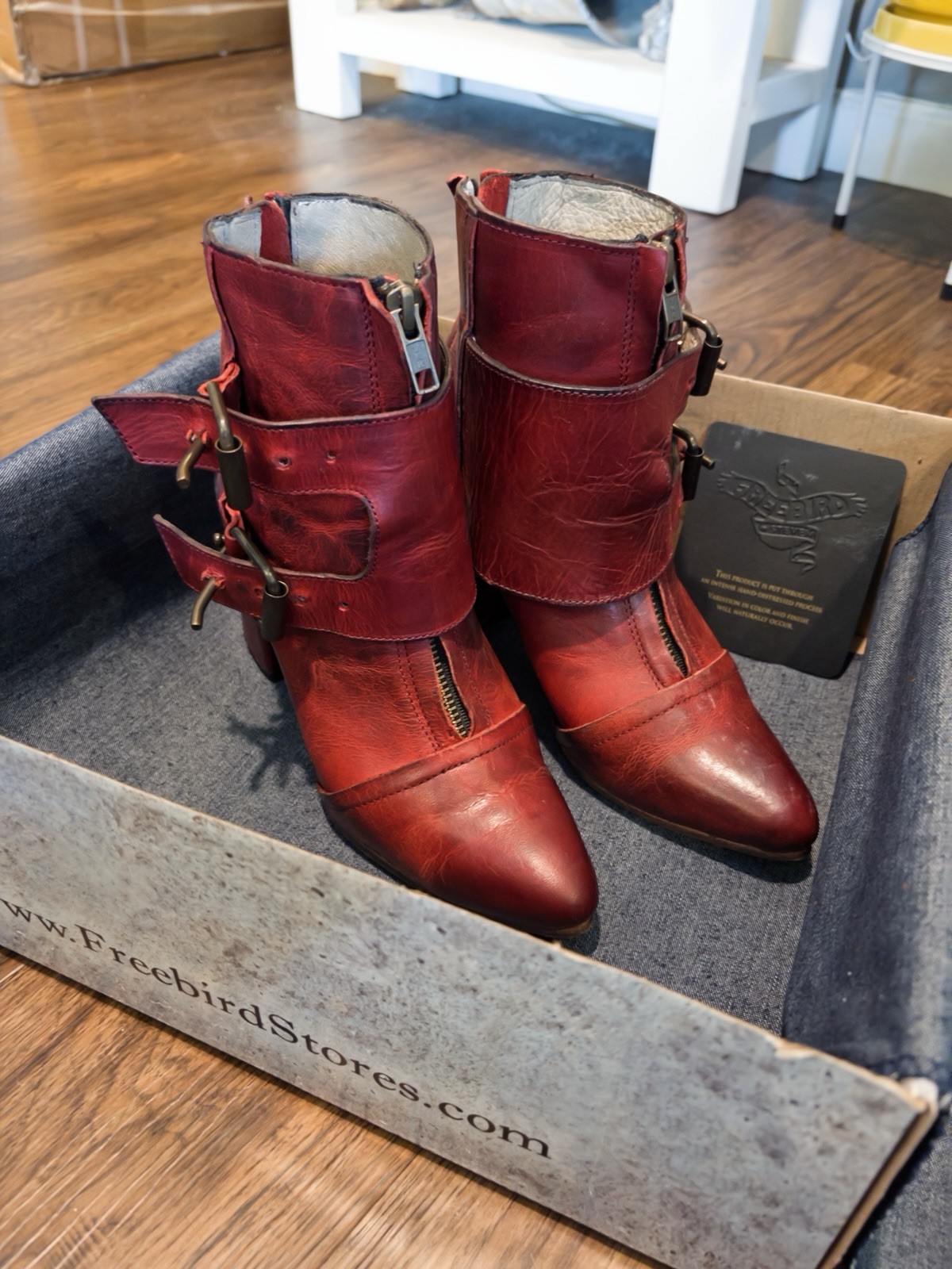 Freebird Women’s Genuine Leather Red Ankle Boots