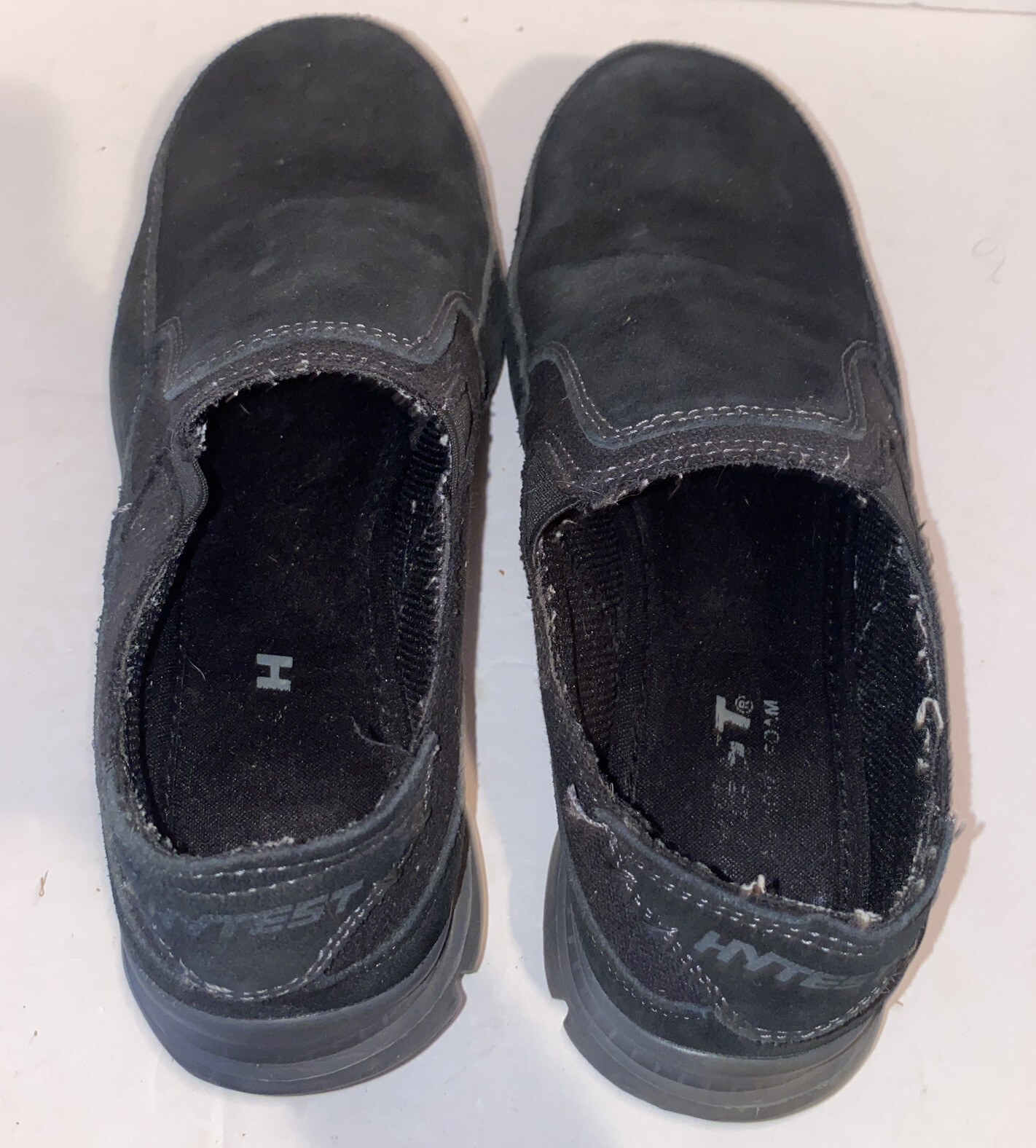 HyTest Leather Safety Slip On Boot Women’s Black Steel Toe Work Shoes Size 7.5