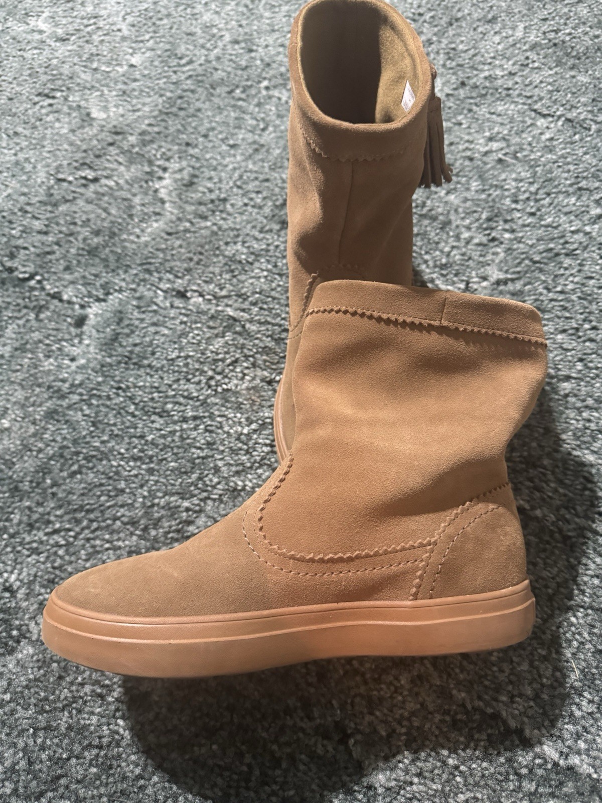 Crocs Brown Suede Pull-On Tasseled Bootie Mid-Calf Boots Womens US 7