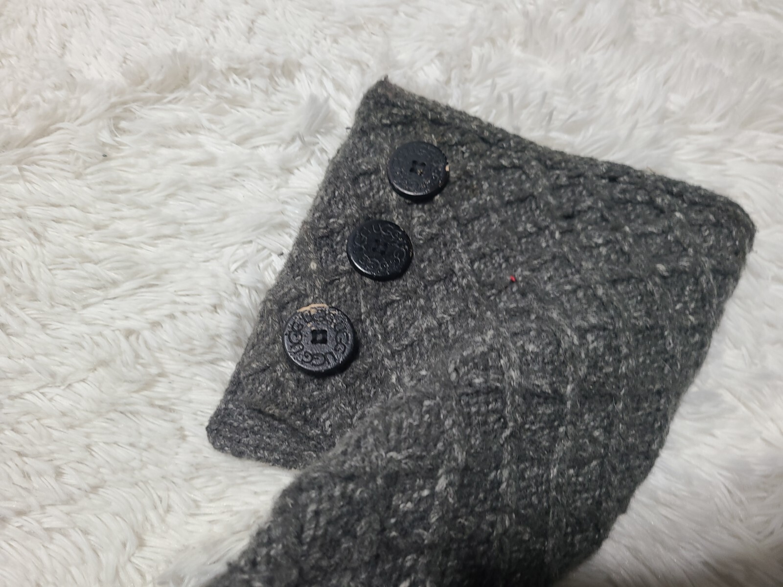 UGG Boots Lattice Cardy Cable Knit 15″ Tall 3-Button 3066 Gray Sheep Womens 6