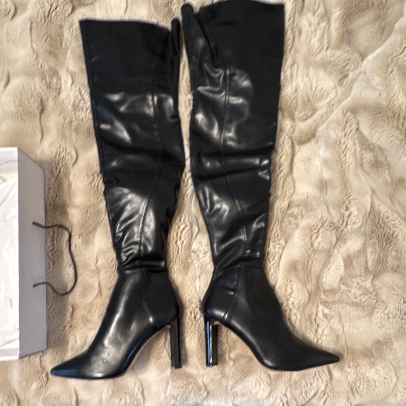 ALDO Over The Knee THEJAN Black Synthetic Smooth Boots Heels Size 8