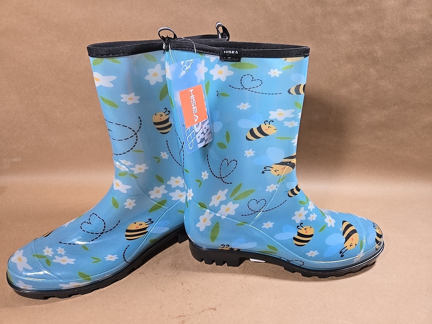 HISEA Women’s Printed Rain Boots Mid-Calf Waterproof Garden Boots Glossy Wellies