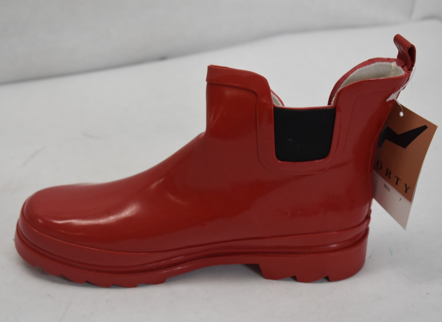 Norty Rubber Red Low Ankle Rain Boots Slip On Ankle Boots Womens Size 7