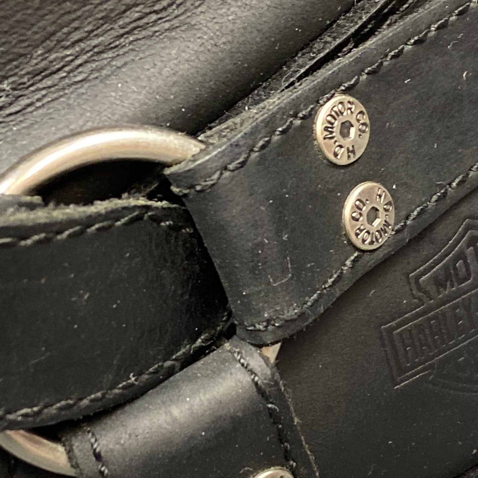 Harley Davidson Womens 10.5 Black Leather Harness Motorcycle Boot Dual Buckle