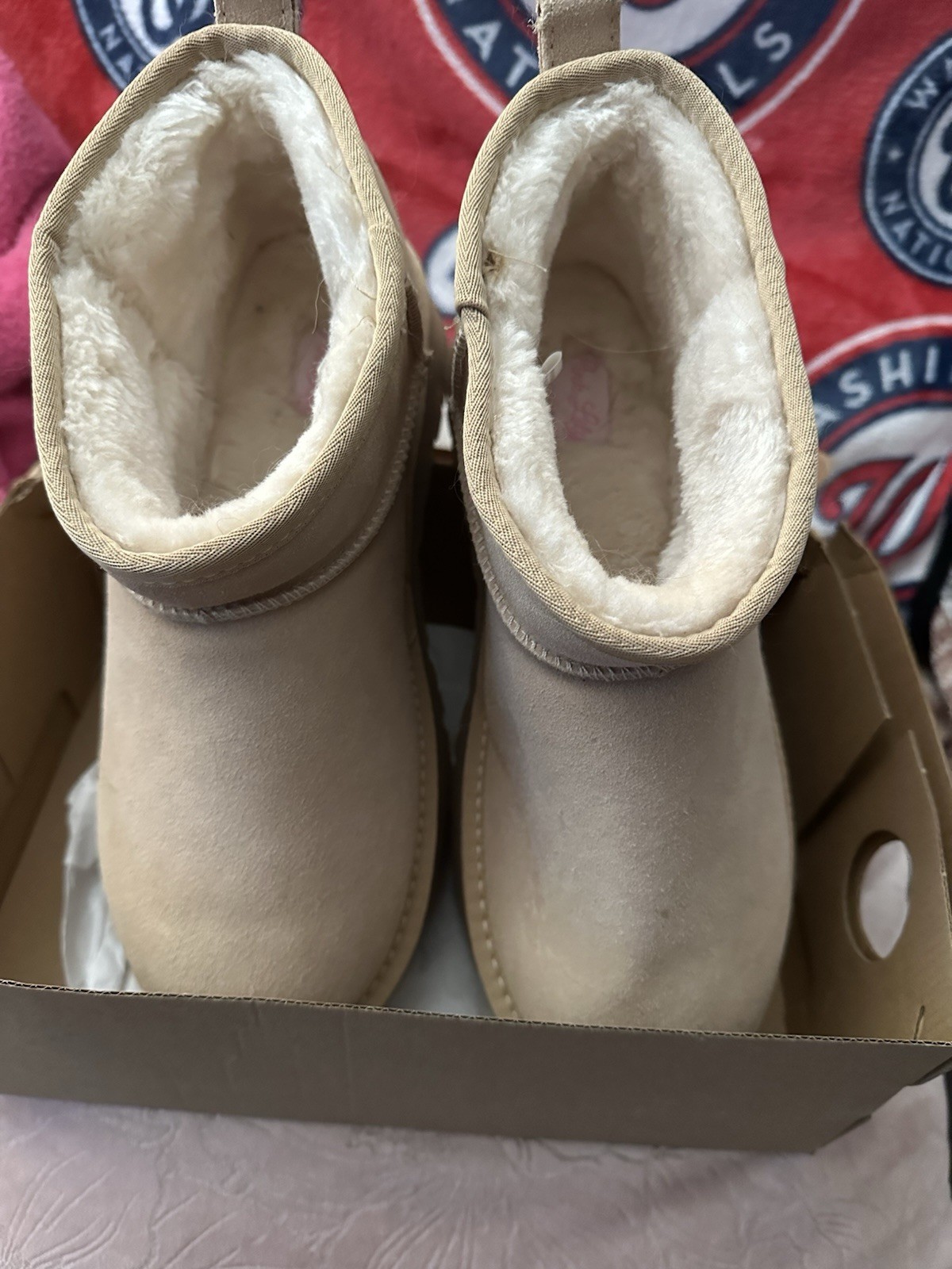 Boots – Pink Lily Size 10 Ankle Boots With Fur – Light Nude Camel Color