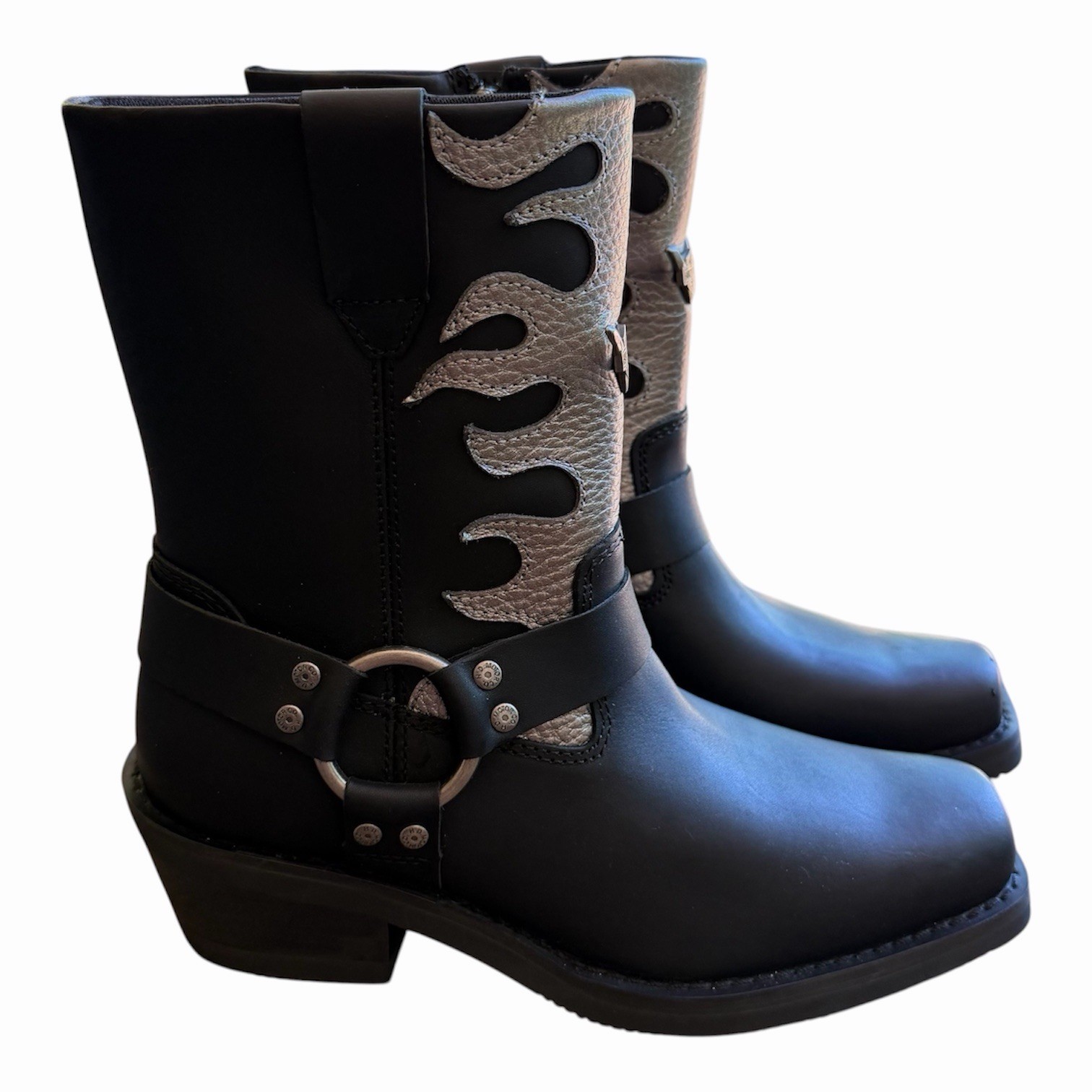 Harley-Davidson Women’s Korsen Silver 5.75″ Black Fashion Boots Size 8.5 Moto