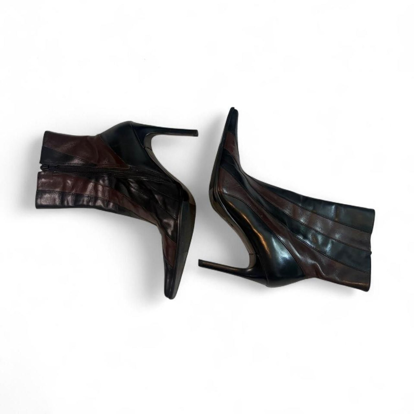 Diba Women’s Black and Brown Patent Leather Pointed Toe Italian Boots