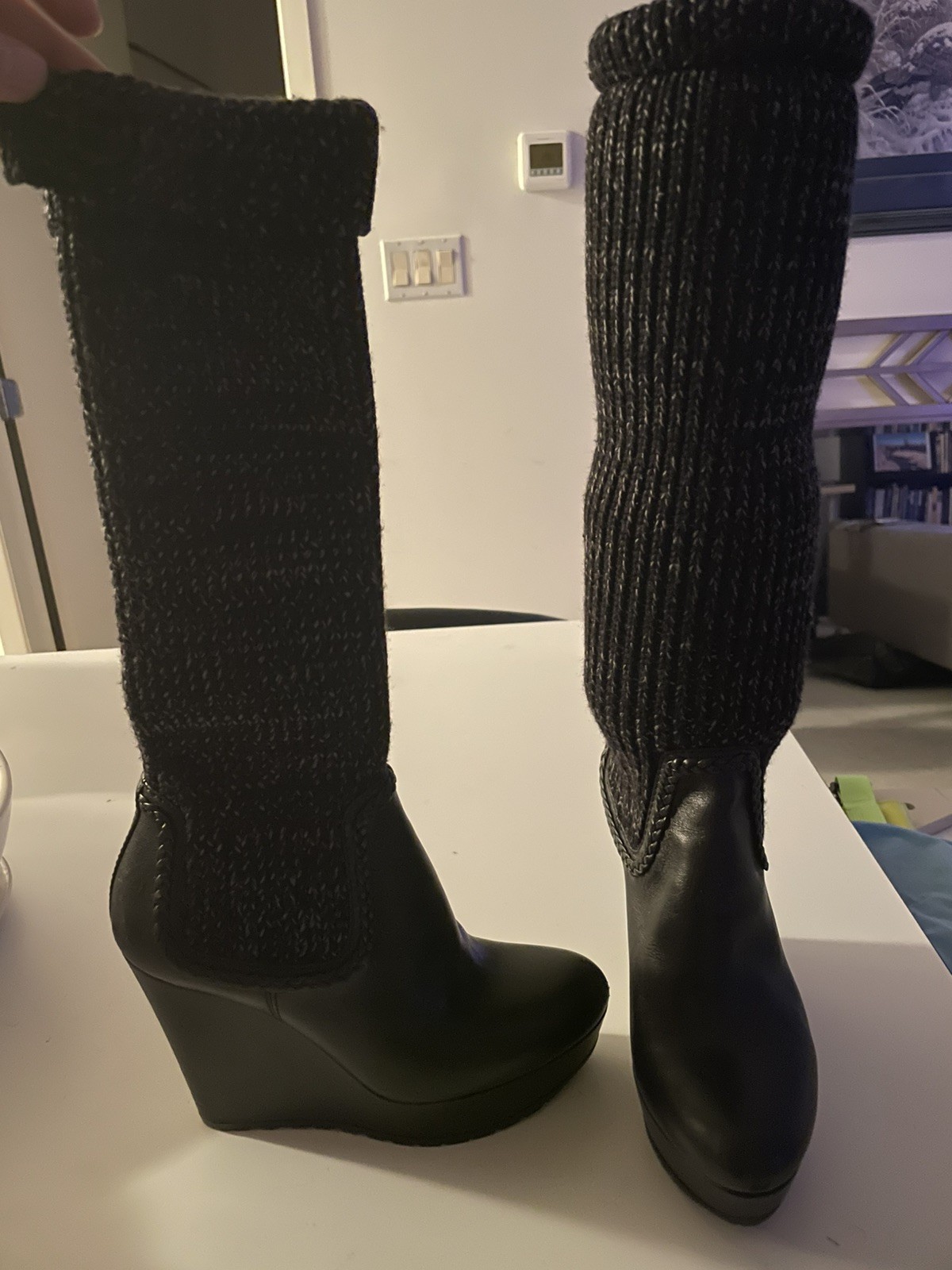 Gucci Leather Knit Sock Wedge Platform Boots 2011 Fall/Winter Collection EU 36/5