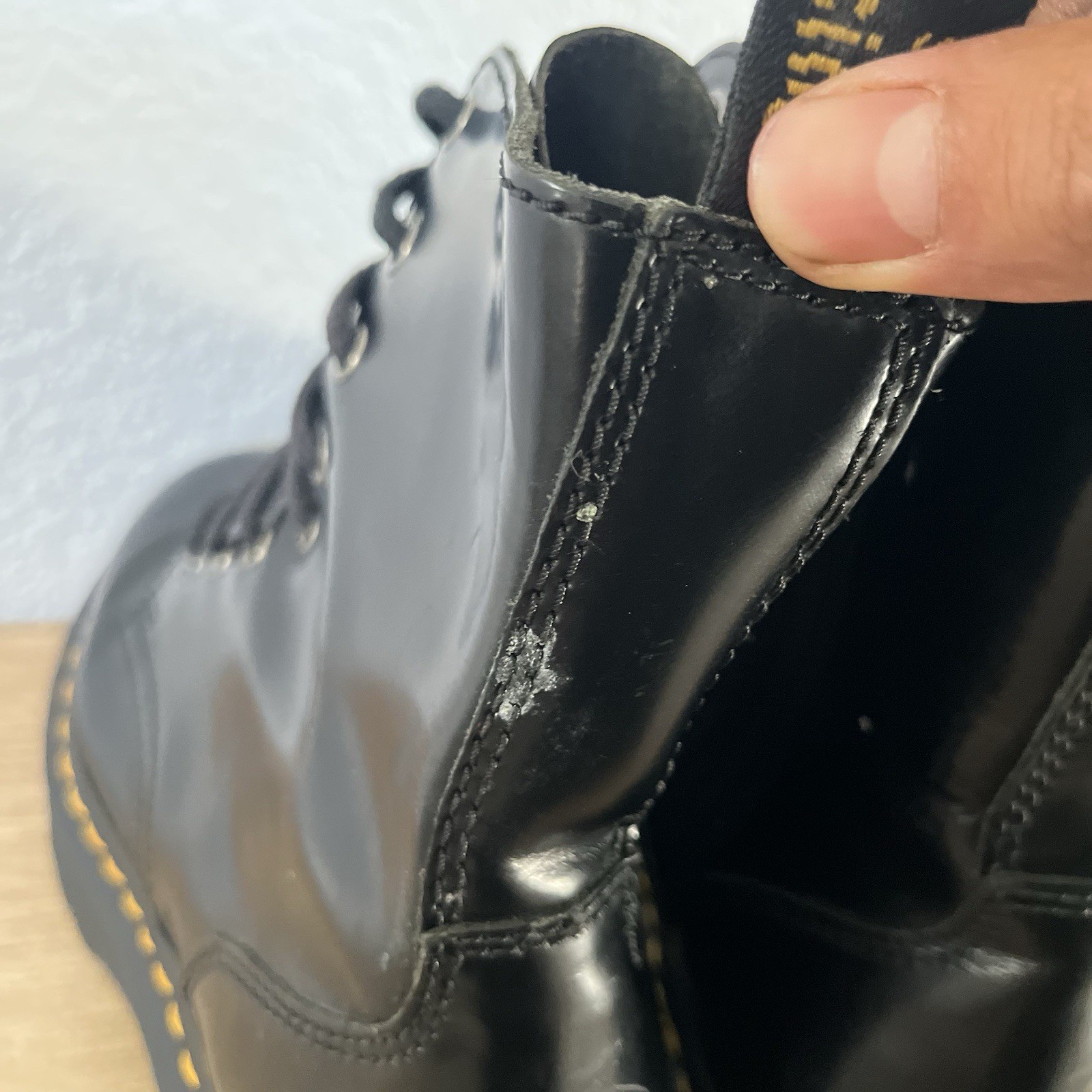 Dr. Martens Jadon Smooth Leather Platform Boots Black Womens Size 8 Polished