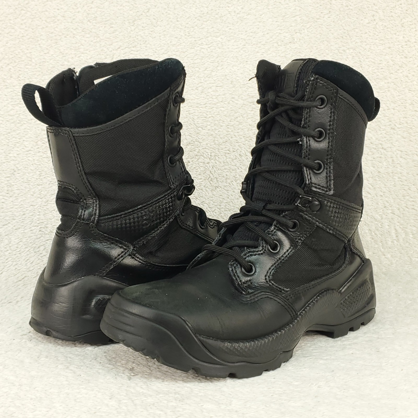 5.11 Tactical Boots Womens 6 Black Leather Military Combat Side Zipper Lace Up