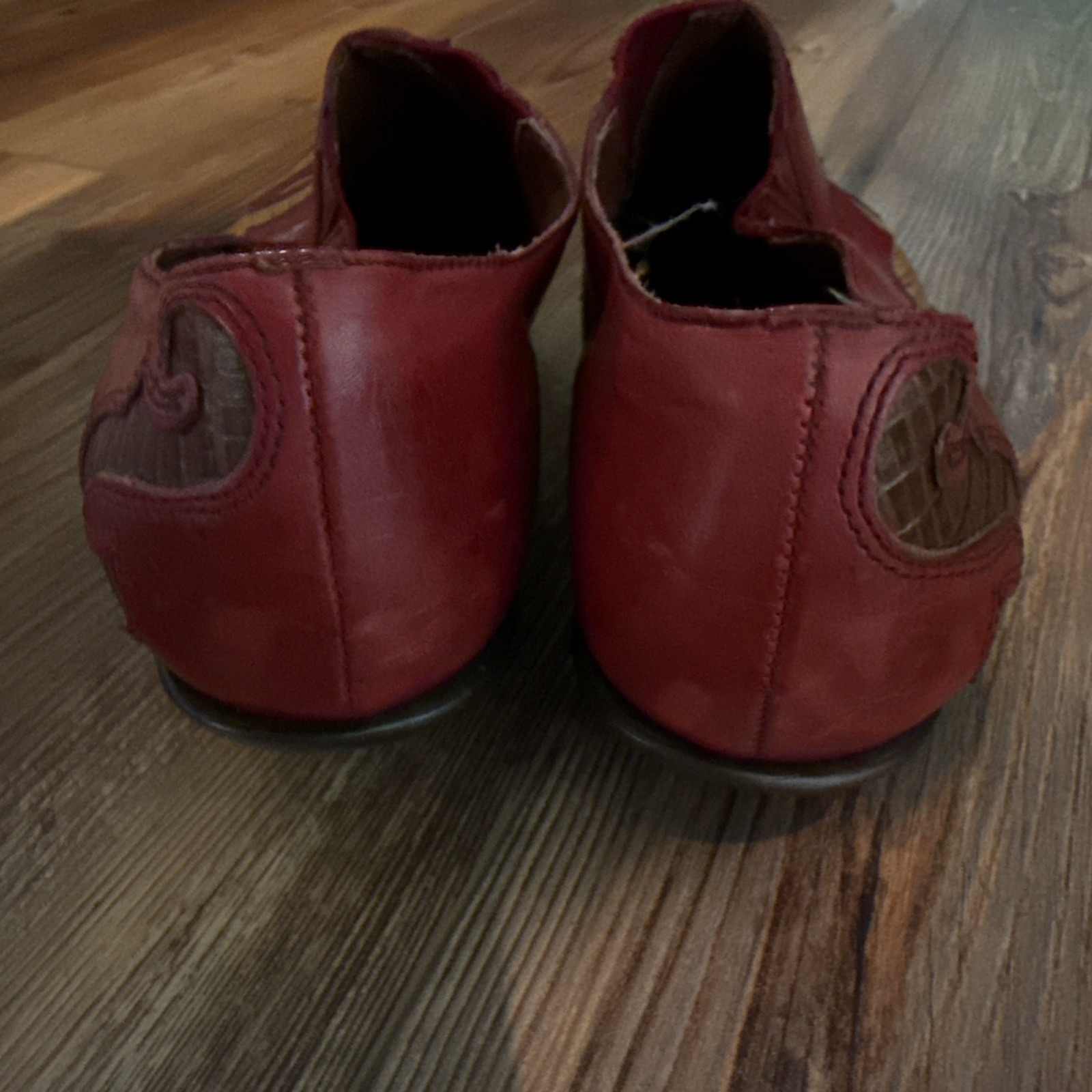 Nine West Aviva Leather Western Ankle Boots Red Yellow Pointed Toe Heels 6 1/2 M