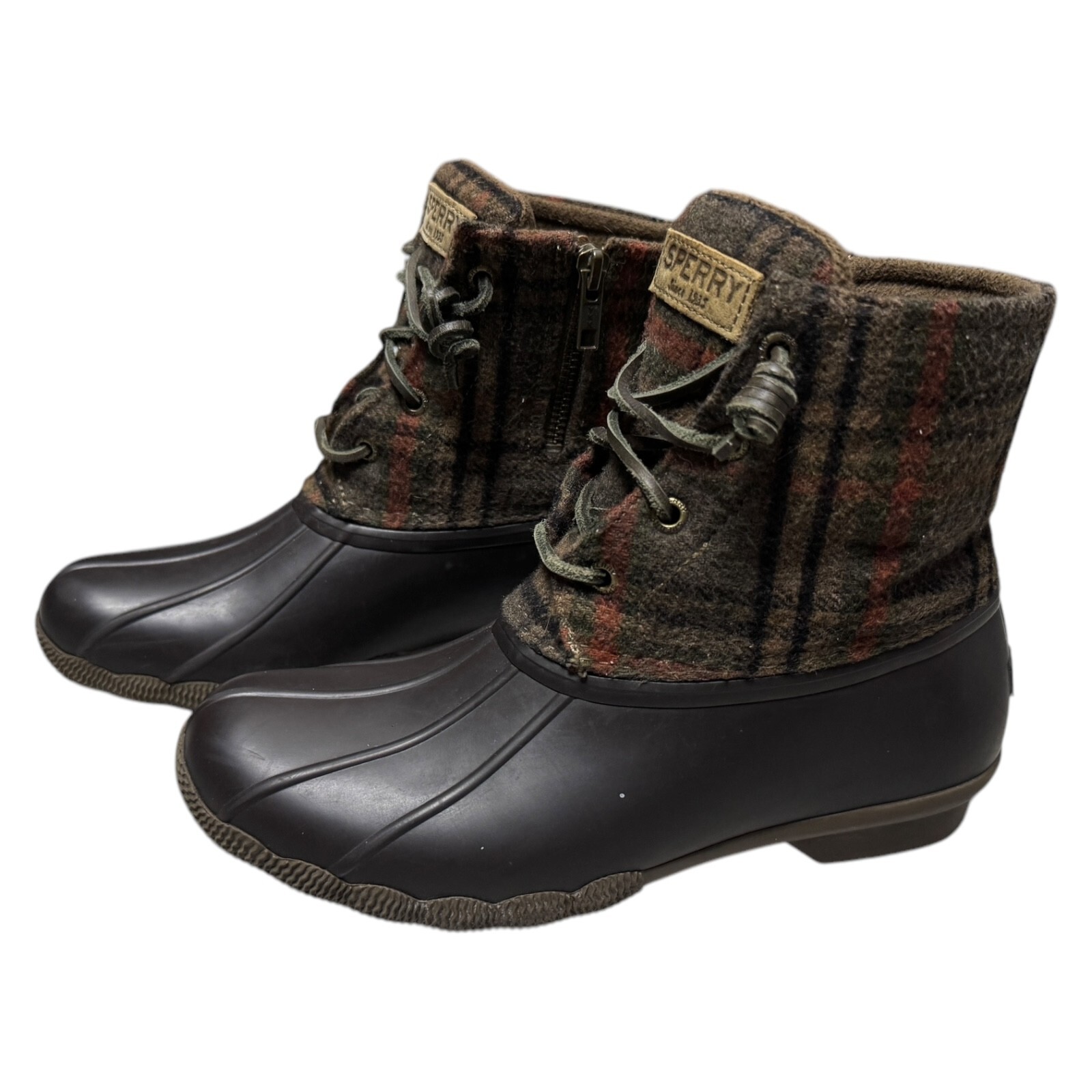 SPERRY Rain Boots Designer Winter Fall Spring Ankle Bootie Waterproof Womens 6.5