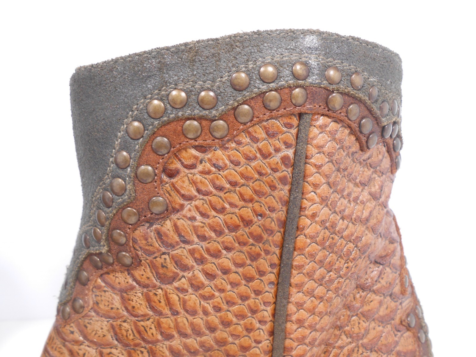 Donald J Pliner Jamie Western Couture Metallic Gator Pointy Toe Boots Italy 8M