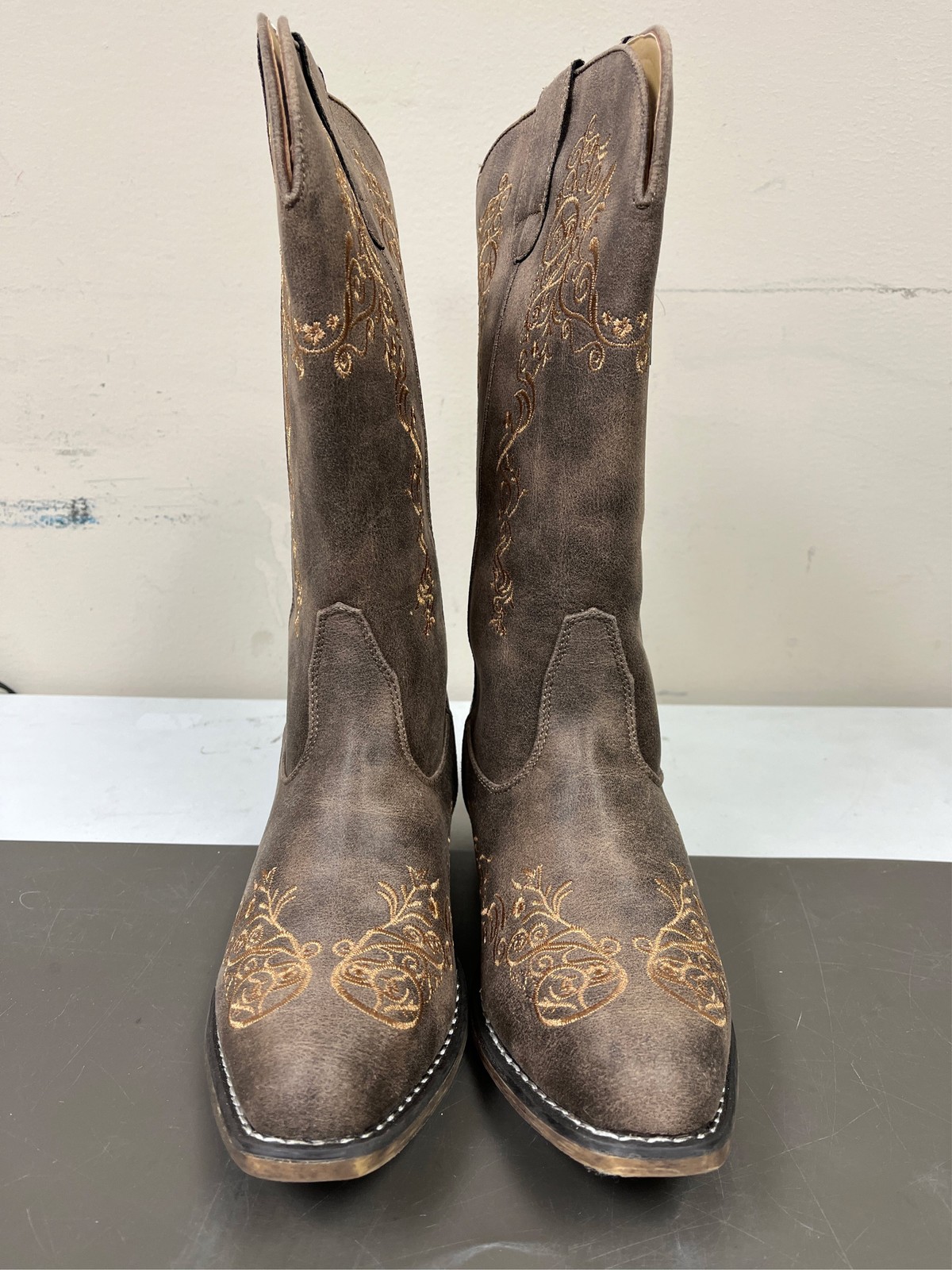 Roper Womens Riley Scroll Embroidered Snip Toe Cowboy Mid Calf Boots
