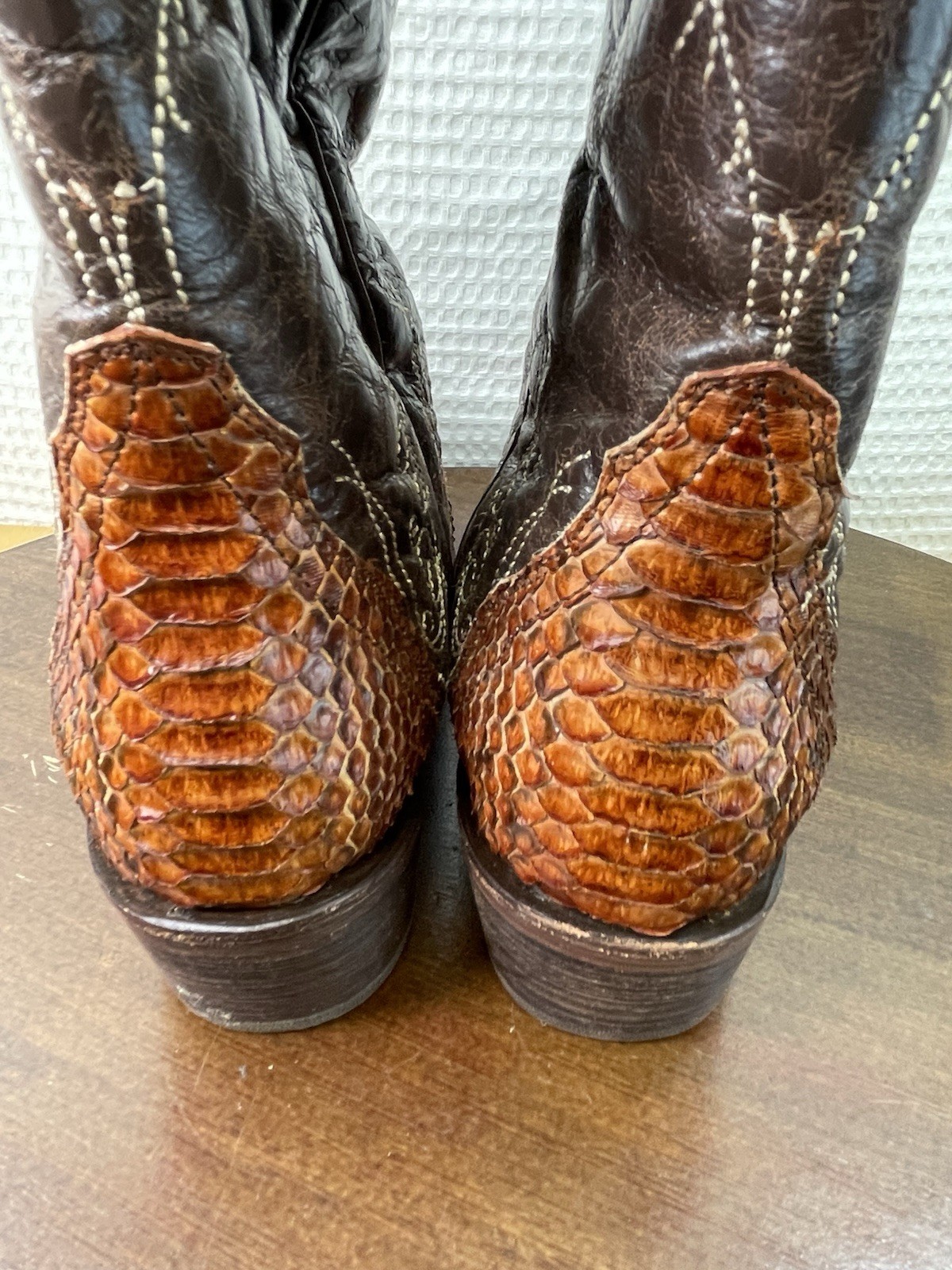 J.B. DILLON SNIP TOE COWBOY Snakeskin Brown Boots Women’s Size 8 B