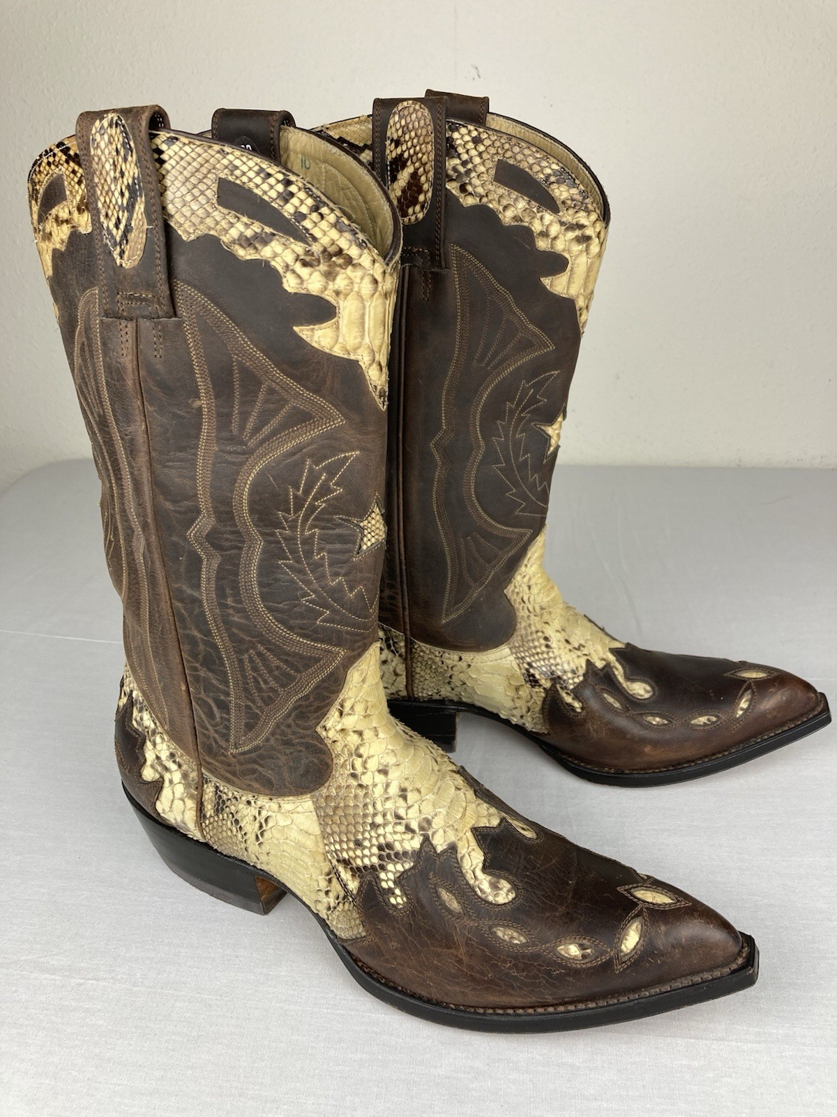MEXICANA X MONTANA SNAKESKIN & LEATHER WESTERN BOOTS STITCHED WOMENS 9 D WIDE A+