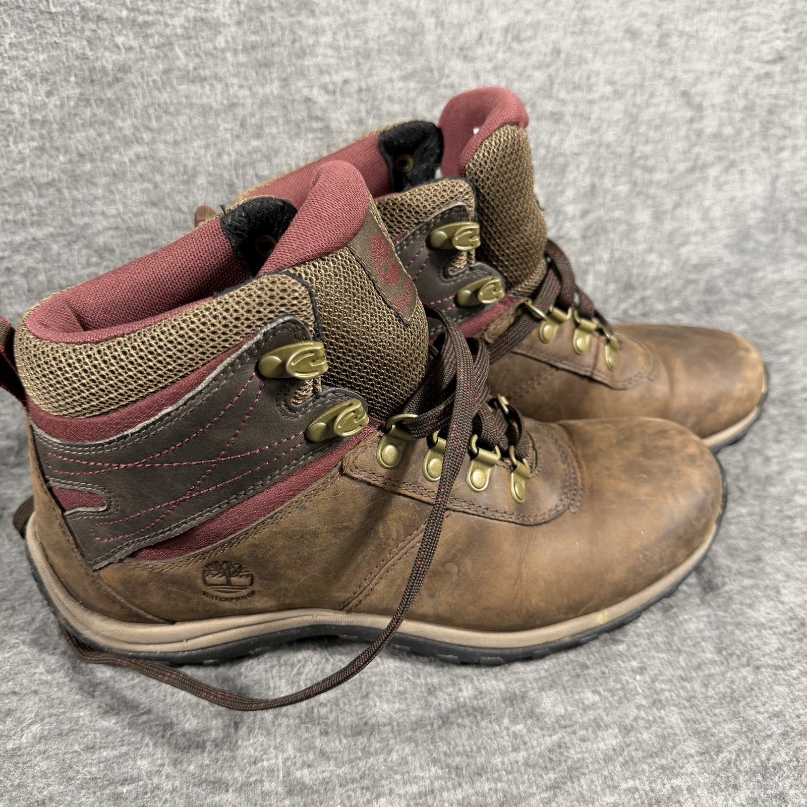 Timberland Norwood Mid Hiking Boots Womens 9.5 Brown Leather Waterproof Outdoors