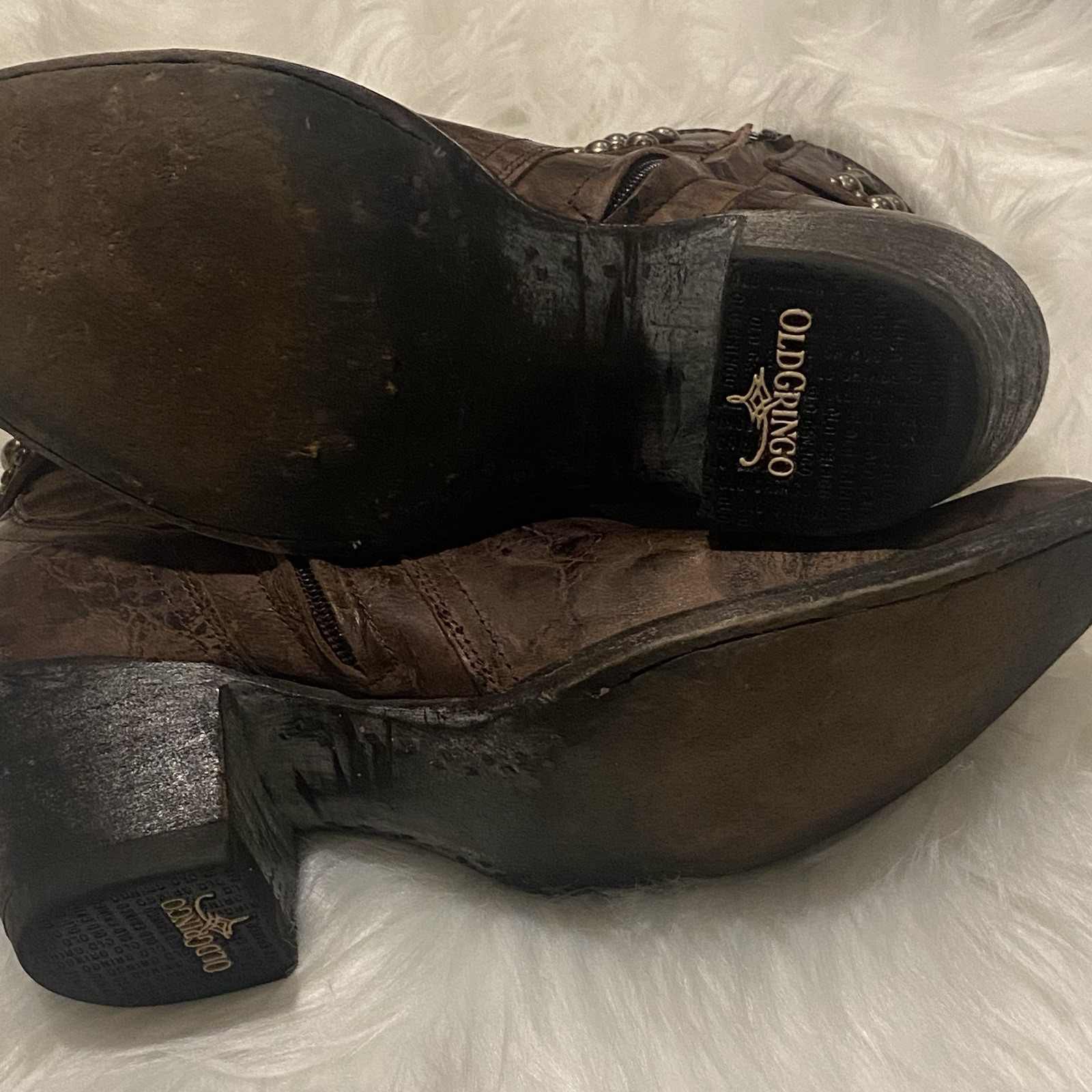 Old Gringo Mini Belinda Studded Chocolate Leather Brown 7.5 B Ankle Boot Booties
