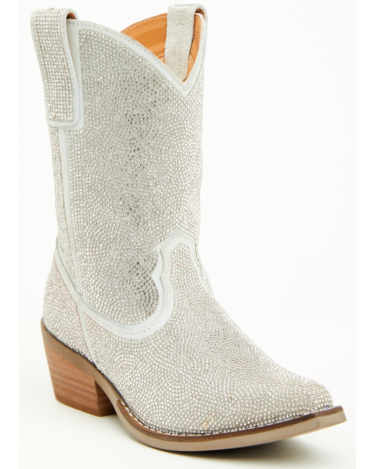 Dingo Girls' Silver Dollar Embellished Western Boot – Snip Toe Silver 6 D