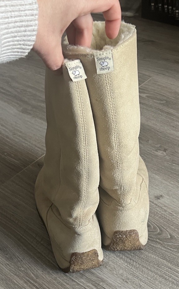 Women’s SIMPLE Classic Tall Suede Sheepskin Winter Boots Beige Tan Size 8