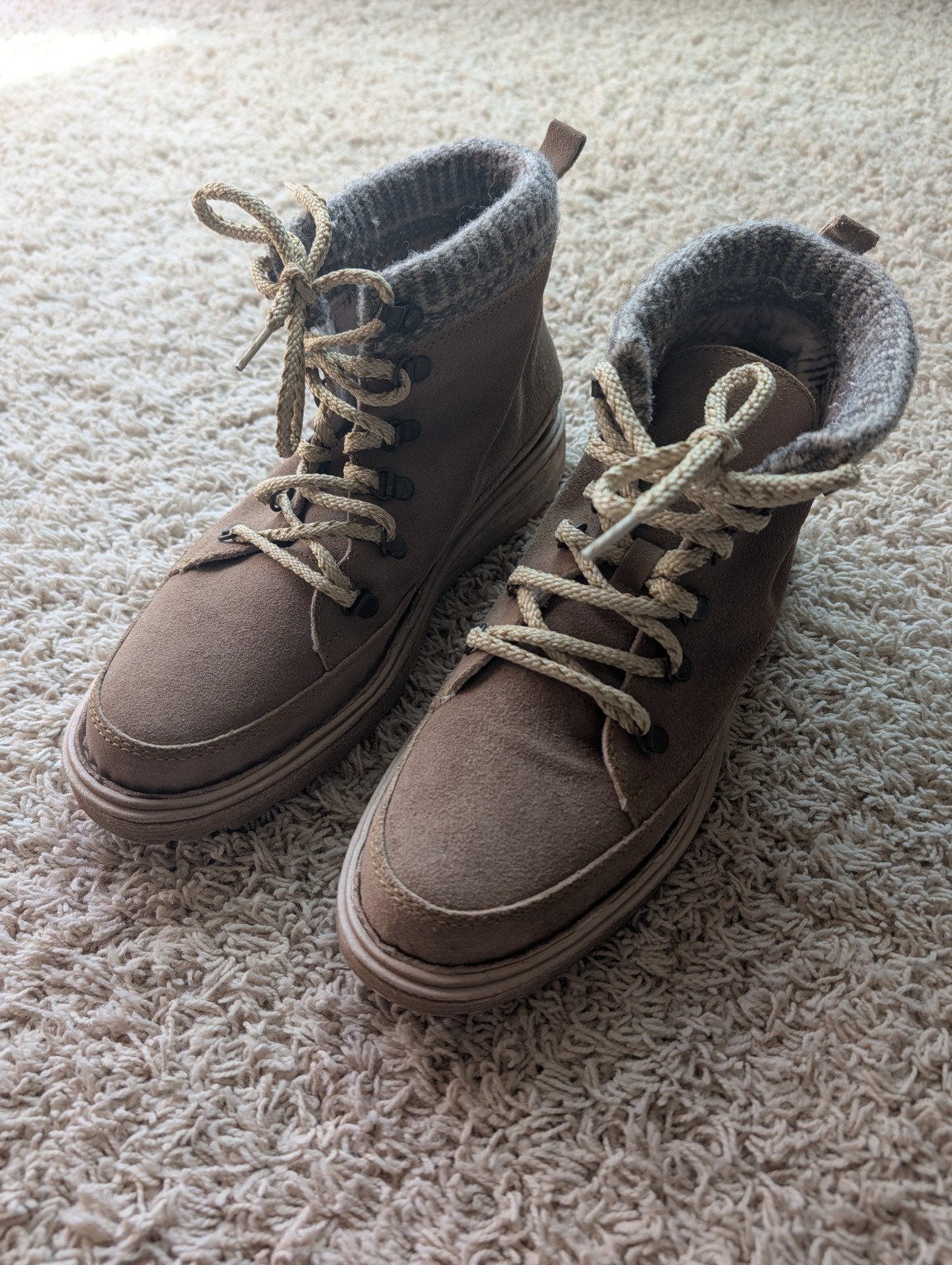 Børn Brown Leather Knit Lace Up Ankle Bootie Women’s US 9 EU 40.5 BR0014017