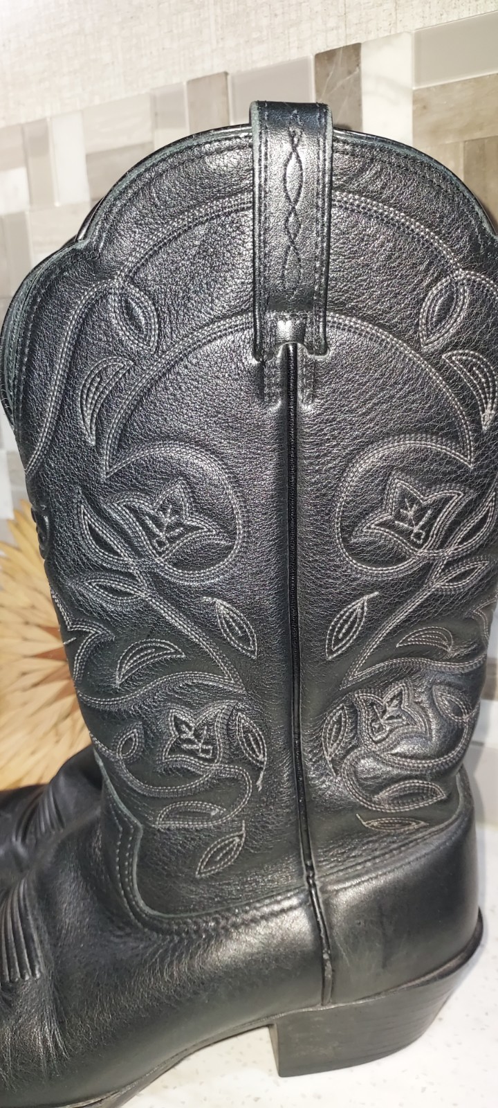 Ariat Heritage Western R Toe Black Leather Cowboy Boots Women’s Style Size 8B
