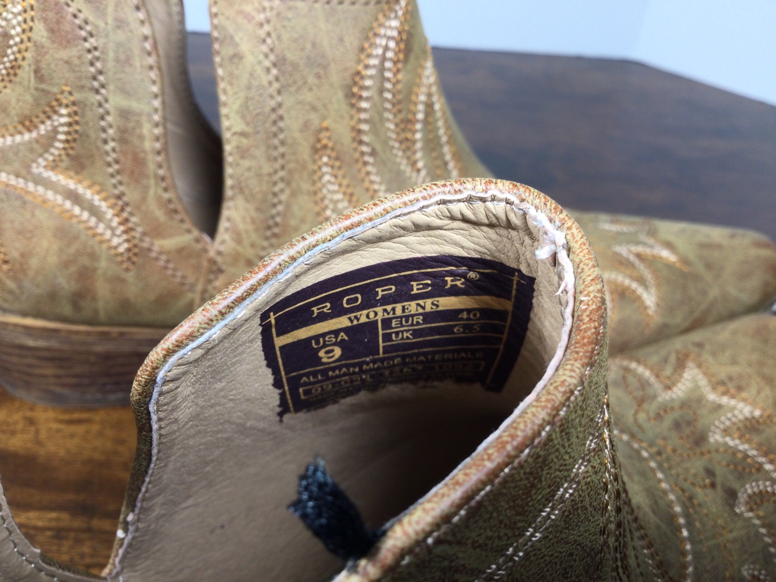 Roper Ava Snip Toe Ankle Leather Brown Boots Women’s Size 9 Western Cowboy