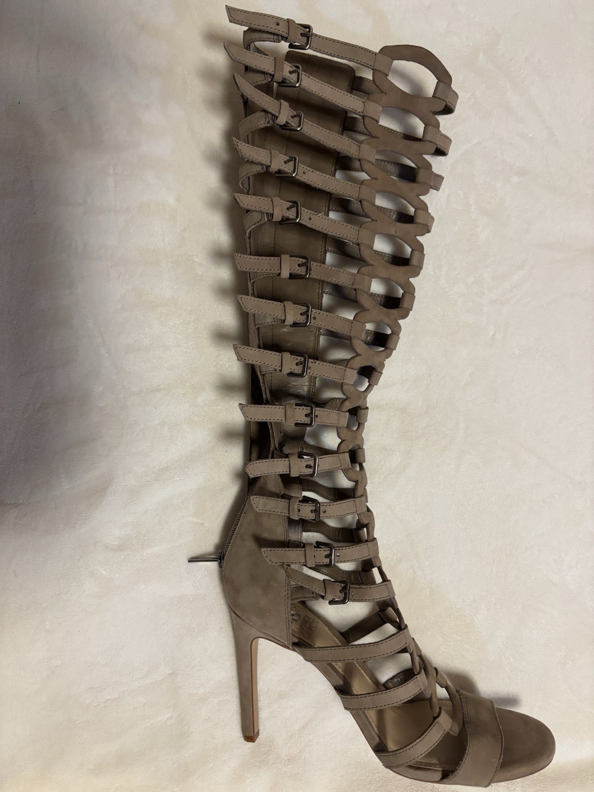 Vince Camuto Knee High Leather Gladiator Stiletto, Size 8.5 Tan