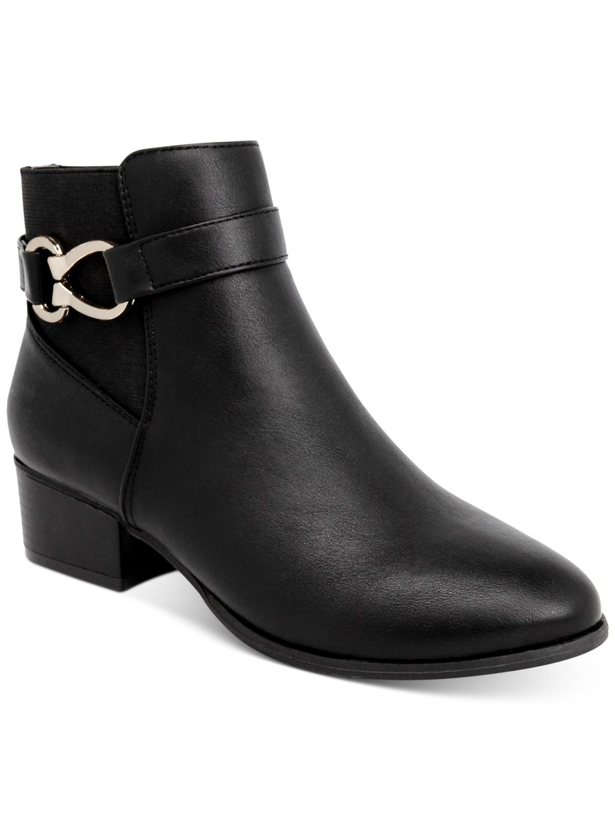 KAREN SCOTT Womens Black Strap Nadine Almond Toe Block Heel Booties 5 M